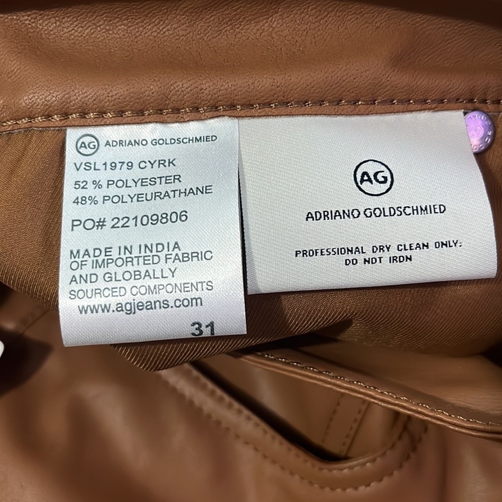 AG Adriano Goldschmied Alexxis Straight High- Rise Vintage Fit Leather Pants - Picture 9 of 14